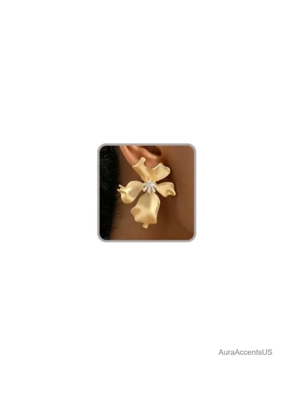 Large Petal Flower Earrings Gold Statement Earrings for Women Stylish Chunky
